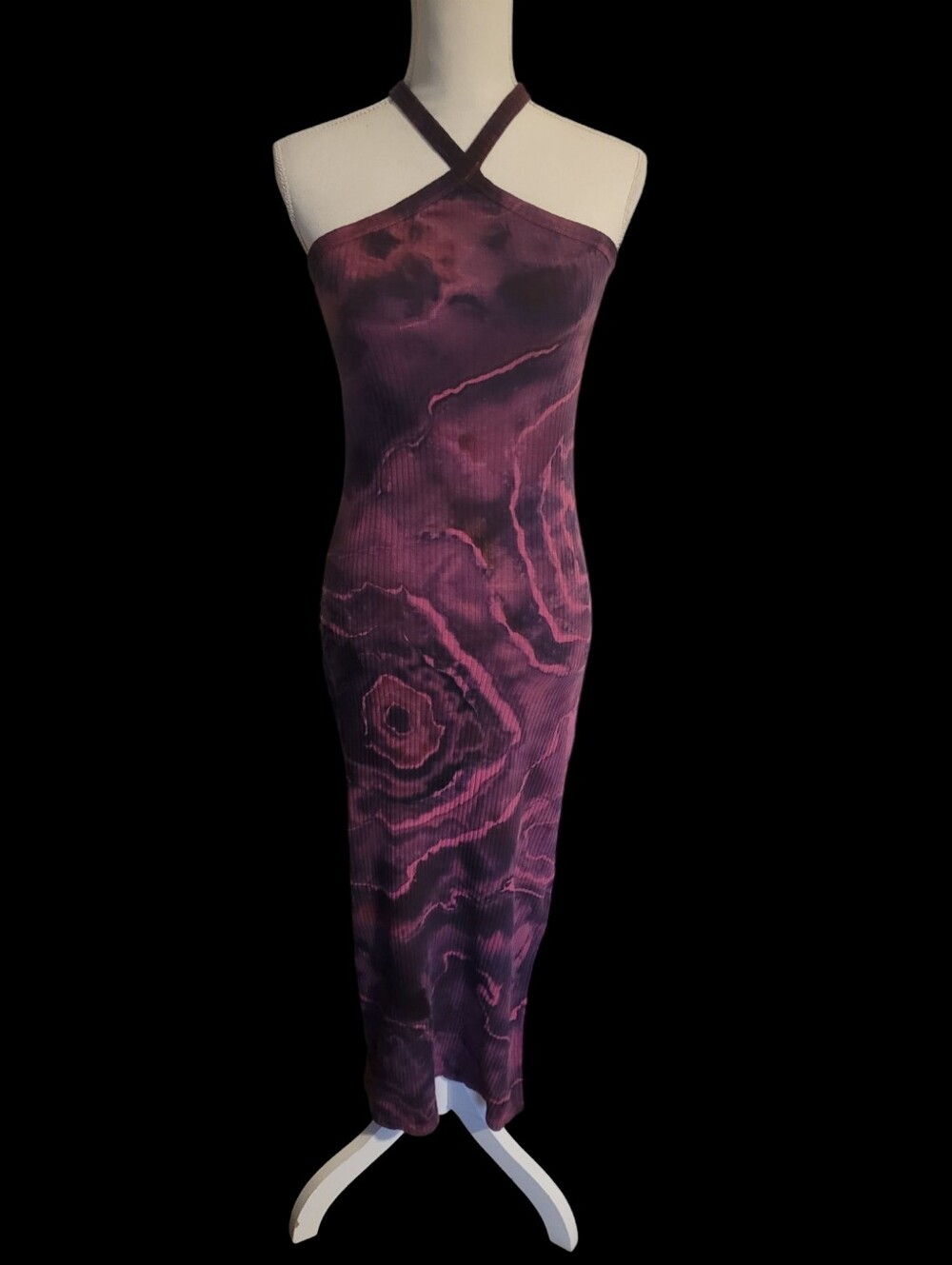 Gothcore Baddie Hand Dyed Bodycon Halter Top Cotton Dress Size XS/S